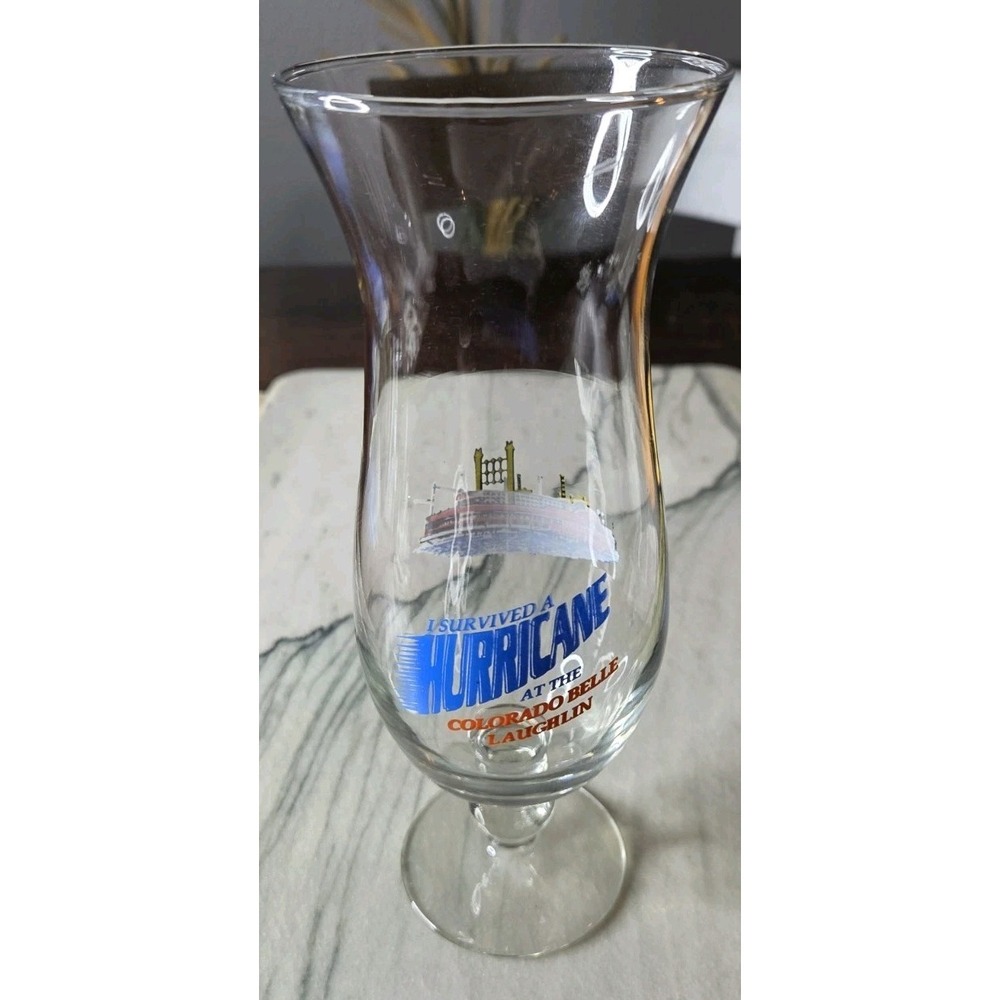Colorado Belle Laughlin Hurricane Glass 10" Clear Vintage Casino Souvenir Nevada